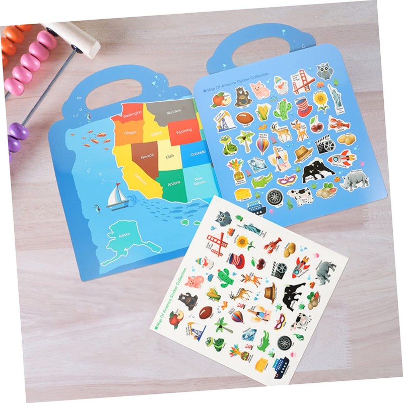 Kisangel Sticker Books Reusable Map Sticker Playthings for Fun Educational