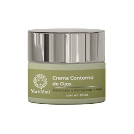 Crema Contorno De Ojos +45años MatiMati Ácido Hialurónico, Pantenol, Hemiescualano, Elastina, Escualano, Alantoína, Vitamina E, Aloe Vera Antiarrugas, Antioxidante,Hidratante 20 ml