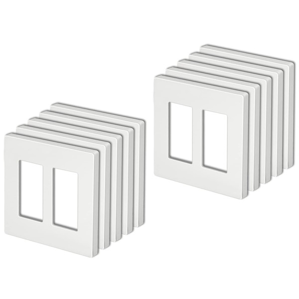 [10 Pack] BESTTEN 2-Gang USWP4 White Series Screwless Wall Plate,