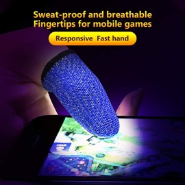 Jizlan 10Pcs Black Mobile Game Finger Sleeves, Sleeves for Gaming, Antisweat Thumb for Mobile Gaming, Breathable Pro Gaming Gloves, Weightless Magnetic Touch Screen Finger