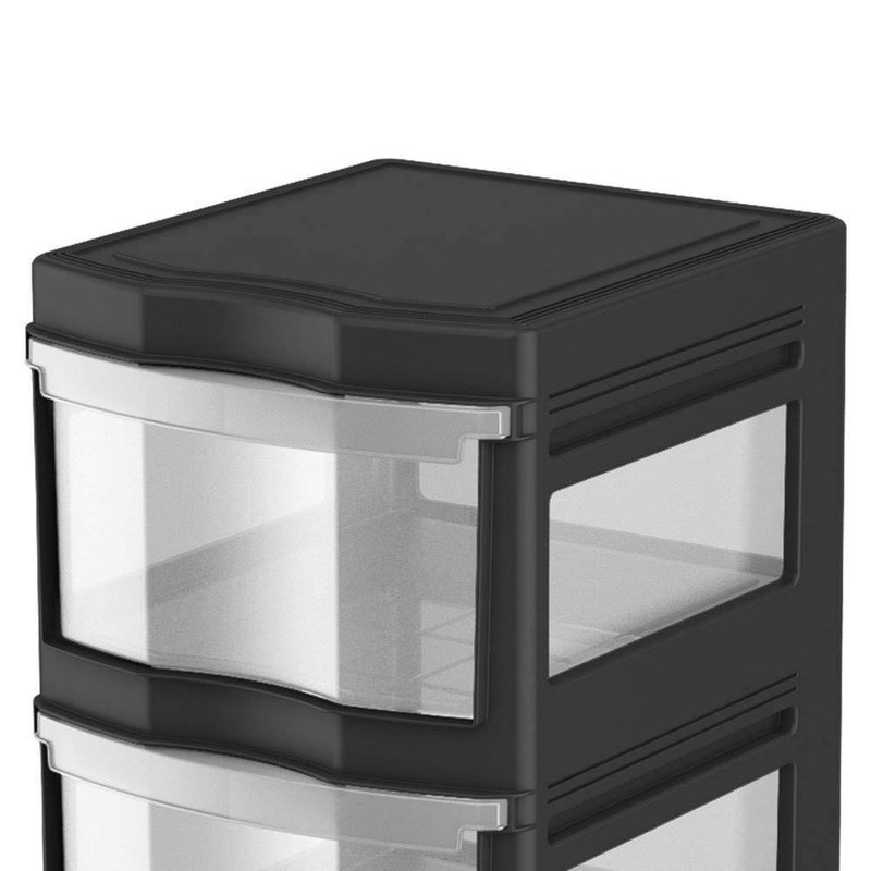 Life Story Classic 3 Shelf Storage Organizer Plastic Drawers, Black