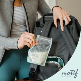 Motif Medical, bolsas de almacenamiento de leche, bolsa de congelador de leche de 6 onzas con boquilla de fácil verter, sin BPA, etiqueta de escritura – 90 unidades