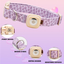 Elegant little tail Airtag Dog Collar, Valentine's Dog Collar Pet with Airtag Holder Heart Pet Collar Dog Girl Boy Puppy Collar Adjustable Dog Collars for Small Dogs