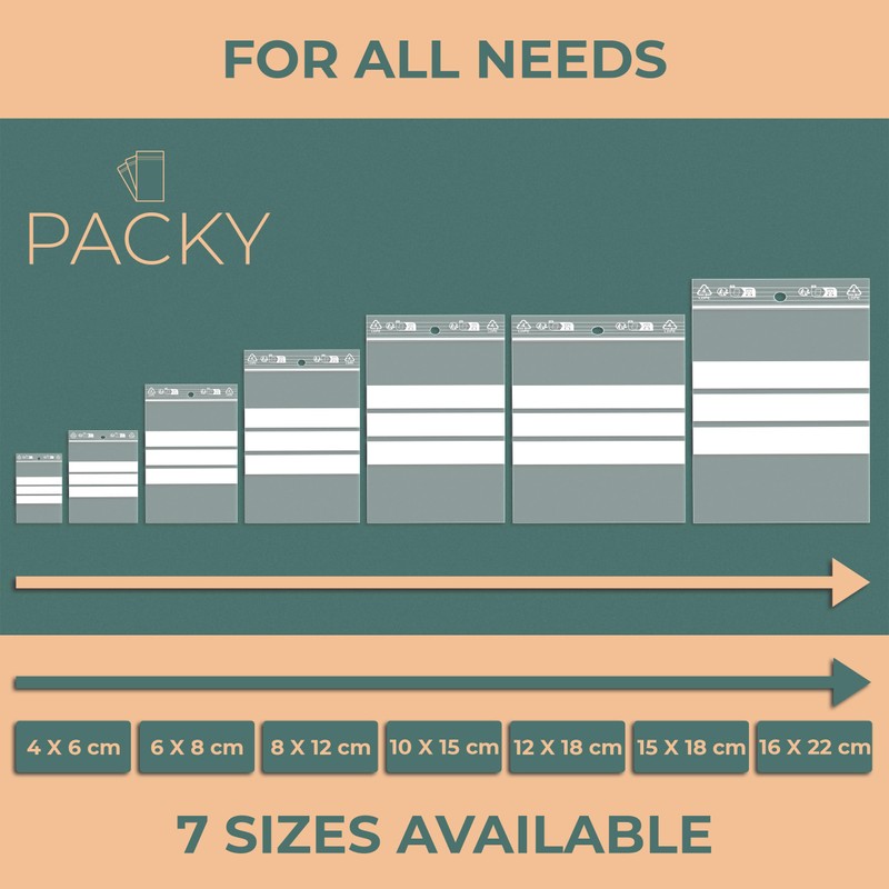 Zip Bag with 3 White Stripes - Plastic Bag Sealable