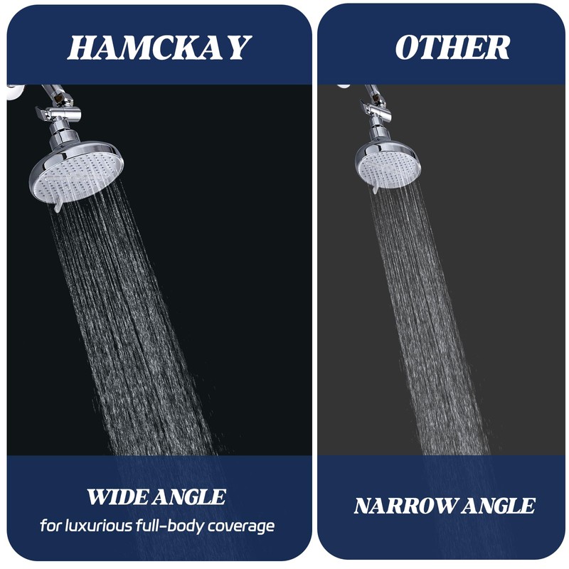 Shower Head High Pressure Rain, Fixed Showerhead 5-Setting with Adjustable