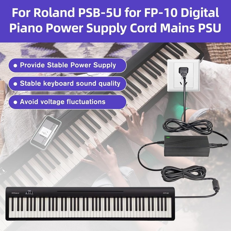 UPMMUD 12VDC Adapter fit for Roland PSB-5U FP-10 RD-88 TD-07