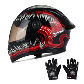 Children's Full Face Motorcycle Helmet Motocross Dirt Bike ATV BMX Go Kart Offroad 4 Wheel for Boys and Girls with Sun Visor DOT/ECE Approval E, L = 51-52 cm