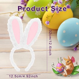 Bipl Hasenohren Haarreif, Plüsch Hase Ohren Haarbänder, Niedliche Hasenohren Party Stirnband, Ostern ﻿Thema Party Kostüm Zubehör, für Ostern Party Hochzeit Geburtstag Cosplay Kopfbedeckung (Weiß)