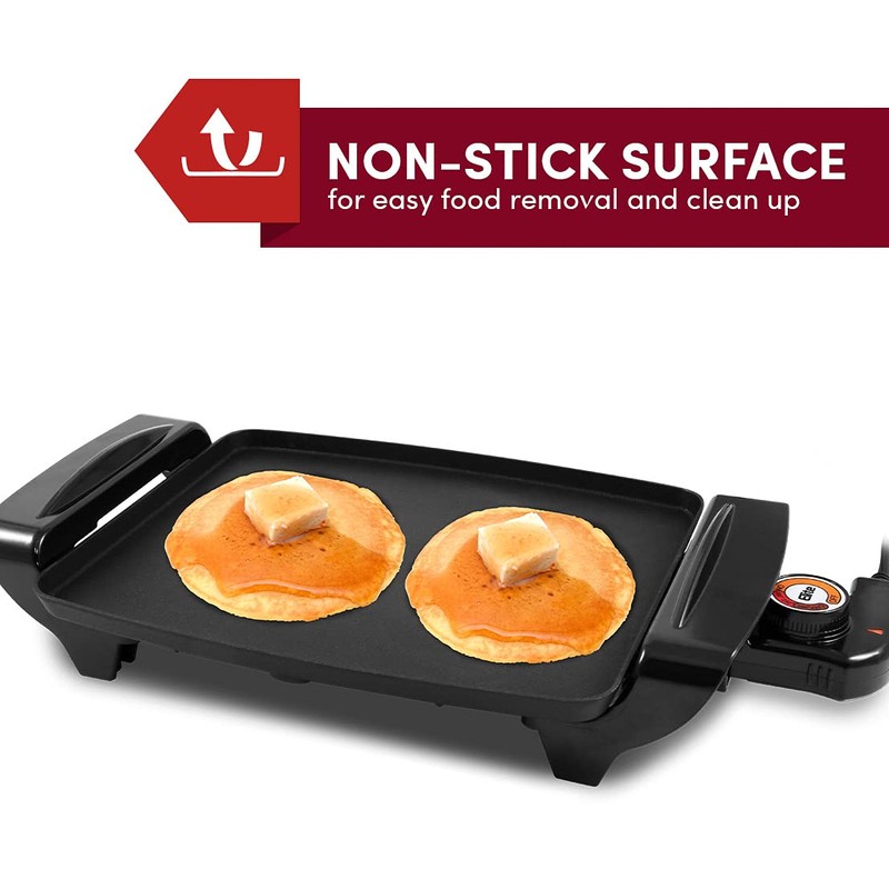 Elite Gourmet EGR-2722B Electric 10.5" x 8.5" Griddle, Cool-touch Handles
