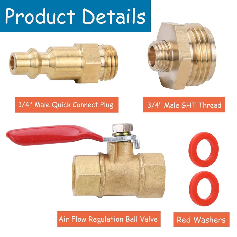 RV Winterize Blowout Adapter Kit - 1/4" Male Quick Connect