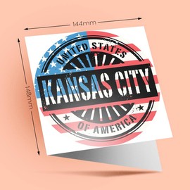 1 x Greeting Card Kansas Missouri USA American Flag - Blank Birthday Celebration Anniversary #6076