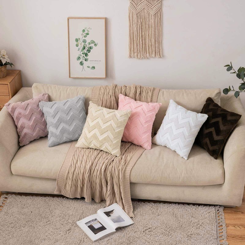 MIULEE Cushion Cover Wool Faux Fur Throw Pillow Case Wavy