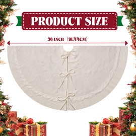 36 inch White Knitted Christmas Tree Skirt: Small Thick Cable Knit Round Cream Tree Skirt Rustic Neutral Farmhouse Neutral Christmas Decor Tree Base Cover Xmas Home Decorations
