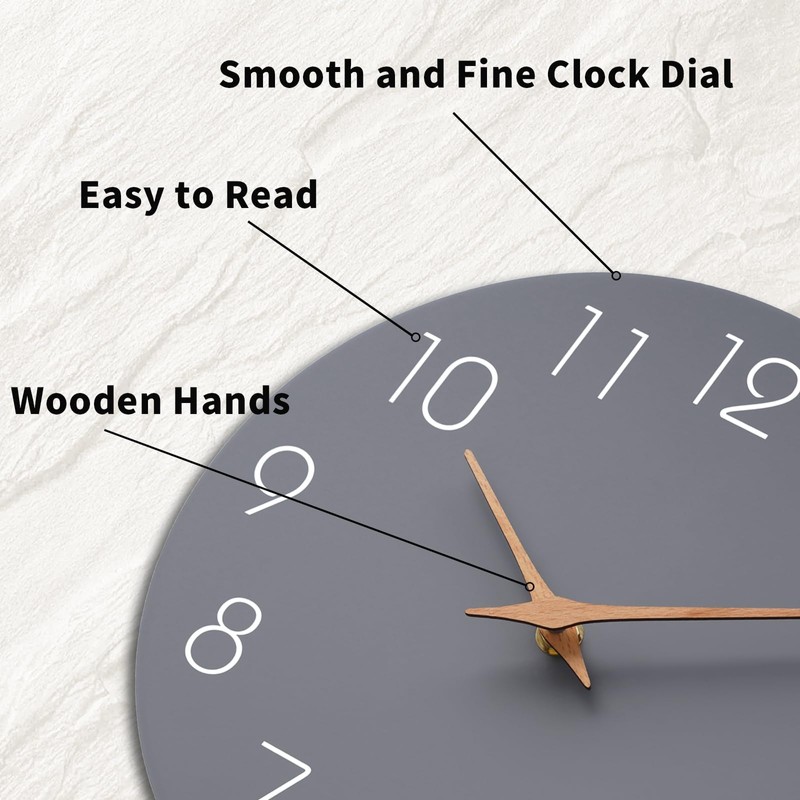 Mosewa Wall Clock Silent Non Ticking Decorative for Kitchen Bedroom