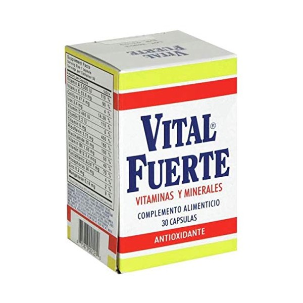 Vital Fuerte, Vitamins and Minerals Supplement, 30 Capsules, Bottle.