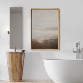 SIGNFORD Framed Canvas Print Wall Art Muted Horizon Abstract Earth Tones Illustrations Modern Art Decorative Relax/Calm for Living Room, Bedroom, Office - 16"x24" Natural