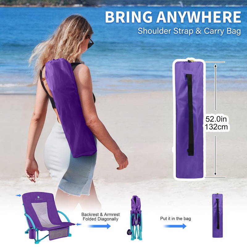 Beach Chairs for Adults 2 Pack,Heavy Duty Folding Low Back