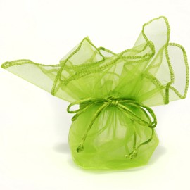TS-ORGBAG-NEONLIME 30 Designer Organza Fabric Gift Bags Pouches Party Favor Gifts Packaging Neon Lime Green-12 inches