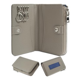 imeetu Key Case, Mini Wallet, Multi Case, Men's, Women's, Smart Key Case, Genuine Leather, 4 Hooks, Compact, Popular, Convenient, Wallet, Card Case, Coin Purse, Multi-functional, Lightweight, gray