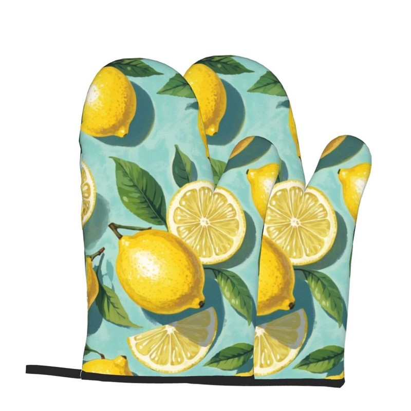 Lemon Oven Mitt 2-Pack Set, Heat Resistant，7"x13"