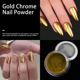 Chrome Nail Powder - Metallic Gold Mirror Effect Powder Pigments for Nails Decoration - DIY