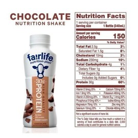 Fairlife Nutrition Plan Chocolate, Protein Shake 11.5 oz 12 Pk