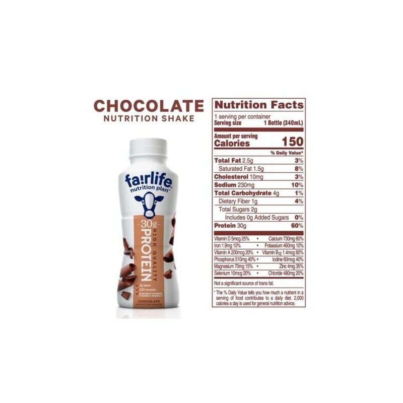 Fairlife Nutrition Plan Chocolate, Protein Shake 11.5 oz 12 Pk