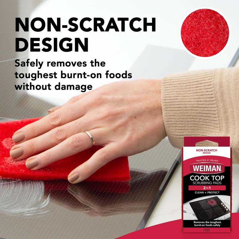 Weiman Products Cook Top Scrubbing Pad, 3 Count, 6 Per