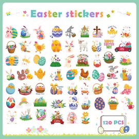 TELAIN Children's Sticker Set, 120 Pieces Easter Stickers for Creative Craft Projects, Non-Toxic, Perfect Gifts for Easter, Safe for Children and Adults