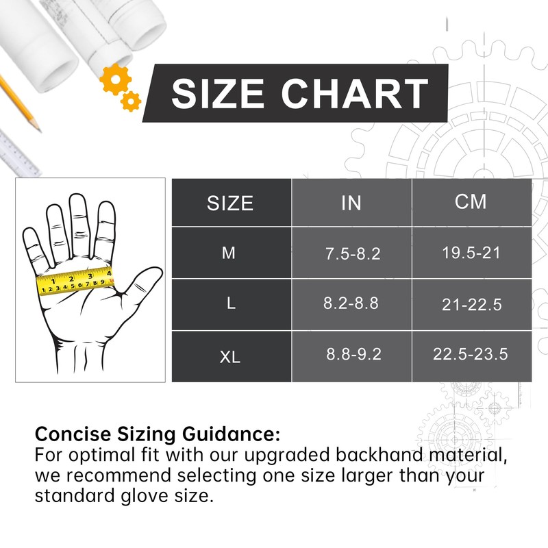 HANDLANDY Fingerless Framer Work Gloves for Men, Utility Grip Paded