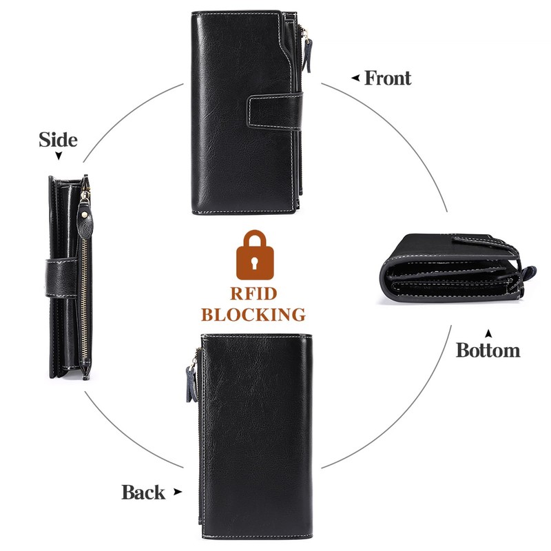 SENDEFN Women's Long Wallet, Bi-fold Wallet, Genuine Leather, Large Capacity,