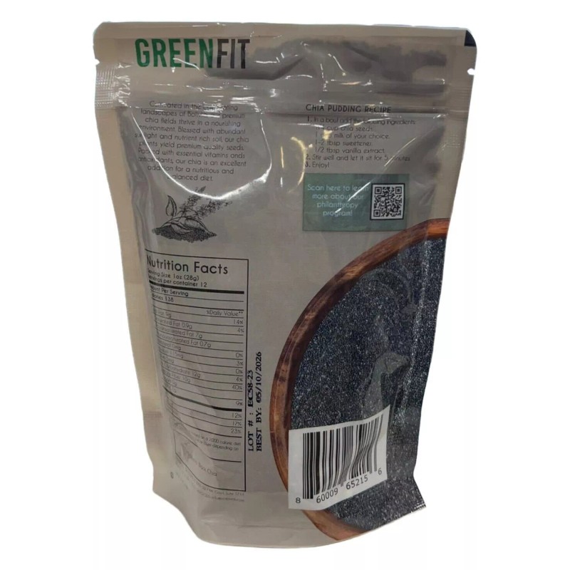GREENFIT Black Chia, 12 Ounces - Pack Of 2