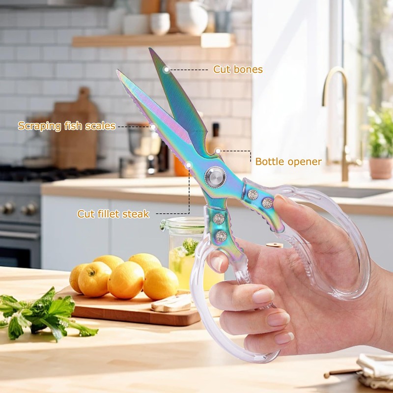 AWinjoy Kitchen Scissors, Heavy Duty Sharp Kitchen Shears Dishwasher Safe,