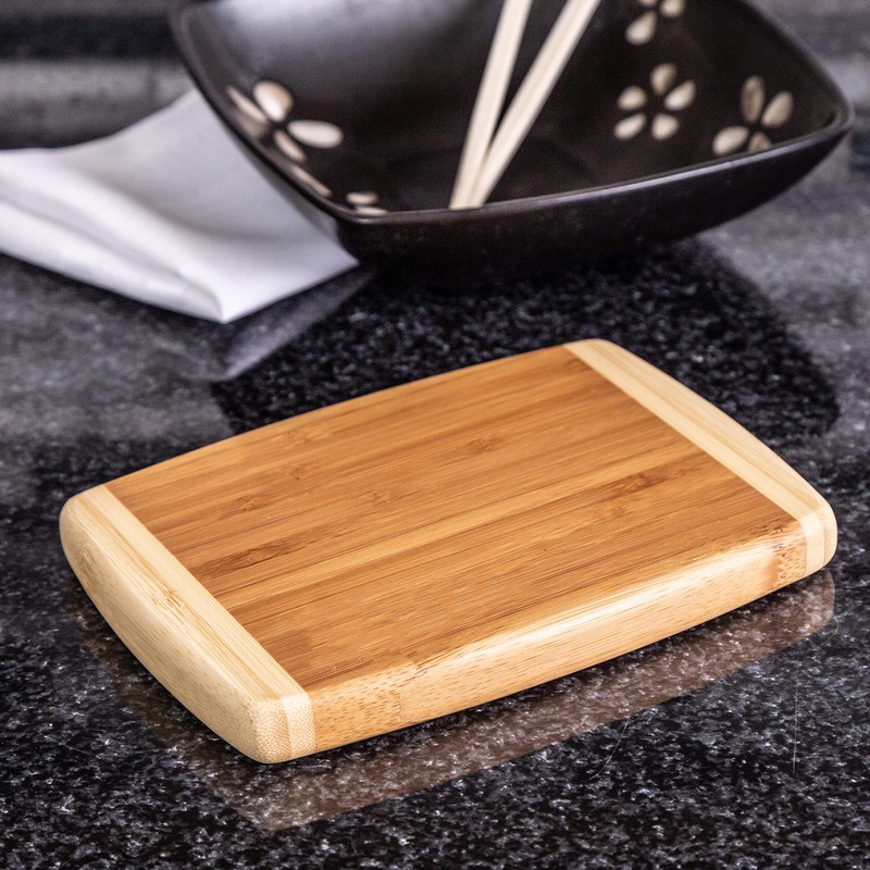 Joyce Chen Compact Burnished Bamboo Cutting Board, 5x7 Inches