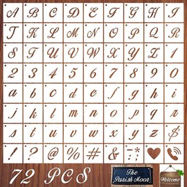 Pack of 72 Letter Stencils Number Stencils, 3 Inch Reusable Alphabet, PET Plastic Drawing Stencils for Letters, for Drawing Art, Writing and Crafts