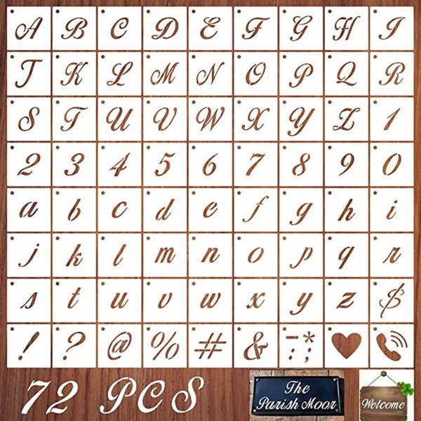 Pack of 72 Letter Stencils Number Stencils, 3 Inch Reusable