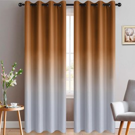 Yakamok Light Blocking Gradient Color Curtains Burnt Orange Ombre Blackout Curtains Room Darkening Grommet Window Drapes for Living Room/Bedroom (Burnt Orange,2 Panels,52x84 Inch)