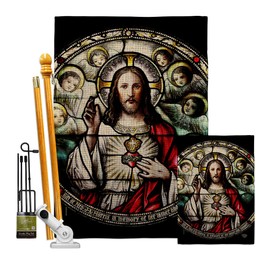 Ornament Collection Sacred Heart with Angels Burlap Garden House Flag-Kit Religious Faith Hope Grace Peace Dove Christian Religion Easter Decoration Banner Small Yard Gift Double-Sided, Made in USA