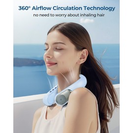 Portable Neck Fans that Blow Cold Air, 3 Speed Settings, Wearable Bladeless Neck Fan, Rechargeable 360°Personal Fan Neck Cooler with 4000mAh Battery, Lightweight and Quiet–Birthday Gift for Women