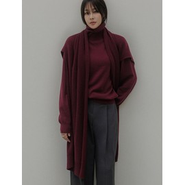 Memoa Memoire Claire Raccoon Merino Wool Shawl Muffler (Burgundy)