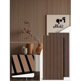 Mollywell Wood Panels for Wall, Time-Saving Installation, Versatile Wood Slat Wall Decor, Enhanced Acoustic & Sound Proof Fluted Design for Home & Office, 2 Pcs Teak, 47.2x23.6 Inch