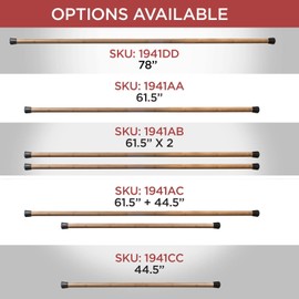 Bamboo Stick 2 PC / 2 Size Combo for Walking, Balance, Strength Training, Stretching & Added Mobility & Flexibility, 62" Stick & 44.5" Stick Included