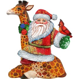 Designocracy Santa On Giraffe Wooden Ornaments Set of 2 by G. DeBrekht - 8111360-S2