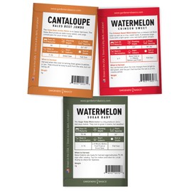 Gardeners Basics Gardeners Basics, Melon Fruit Seeds for Planting Home Garden 5 Variety Packs - Hales Best Cantaloupe, Crimson Sweet Watermelon, Yellow Canary Melon, Green Flesh Honeydew Melon, Sugar Baby Watermelon