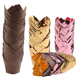 HICOHAND Tulip Cupcake Liners, 150PCS Muffin Liners Disposable Baking Cups for Party Birthday Greaseproof Muffin Cup in Gold Brown Gold Rose Gold