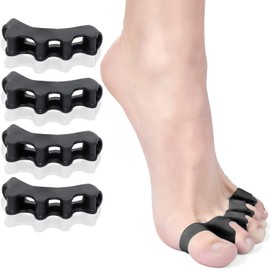 Toe Separators, T Tersely 2 Pairs Soft Gel Toe Spacers to Correct Bunions and Restore Toes to Their Original Shape ,Bunion Corrector Toe Spacer Toe Straightener Toe Stretcher Big Toe Correctors (Black)
