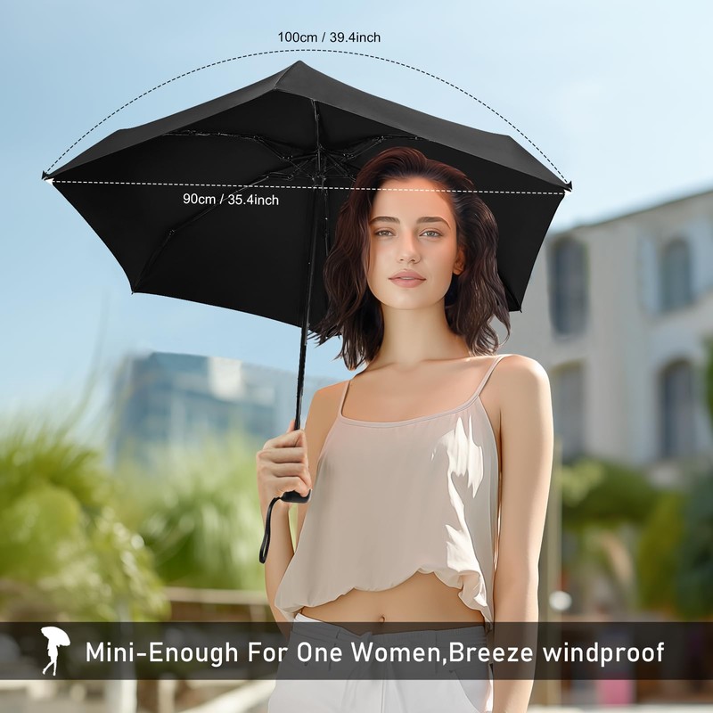 LEAGERA Mini Umbrella For Purse, Small Travel Umbrellas Compact Waterproof