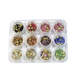 V-Cut Stone Size Mix Colorful 12 Color Set Nail Parts Nail Art Acrylic Gel Nail Decor Material Case QT-005