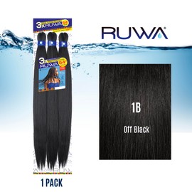 Sensationnel Ruwa prestretched braiding hair - 3x 54 inch water repellent kanekalon fast dry synthetic sports itch free (1 pack, 1B OFFBLACK)