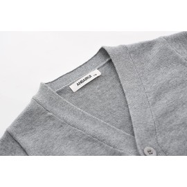 BINIDUCKLING Boys Girls V-Neck School Cardigans Long Sleeve Button-up Knitwear for School Uniform（Light Grey,140）